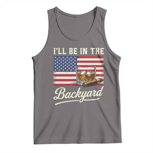 I'll Be in the Backyard Tank Top USA Flag Cigar and Bourbon