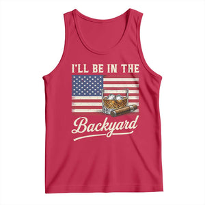 I'll Be in the Backyard Tank Top USA Flag Cigar and Bourbon
