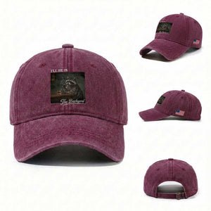 I'll Be in the Backyard Washed Cotton Baseball Cap Funny Whiskey Cigar Raccoon Dad Meme