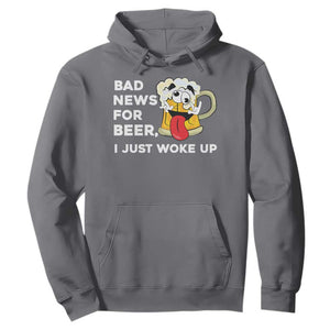 Funny Beer Drinking Hoodie Bad News for Beer I Just Woke Up TS14 Charcoal Print Your Wear