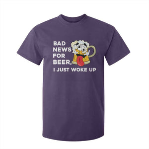Funny Beer Drinking T Shirt For Kid Bad News for Beer I Just Woke Up TS14 Purple Print Your Wear
