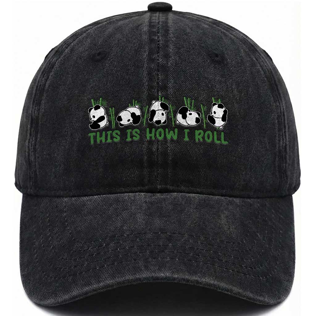 This Is How I Roll Washed Cotton Baseball Cap Cute Bear Panda Lover TS14 Washed Cap Universal Fit Black Print Your Wear