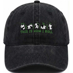 This Is How I Roll Washed Cotton Baseball Cap Cute Bear Panda Lover TS14 Washed Cap Universal Fit Black Print Your Wear