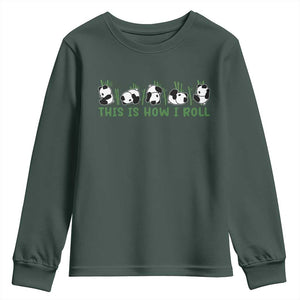 This Is How I Roll Youth Sweatshirt Cute Bear Panda Lover TS14 Dark Forest Green Print Your Wear