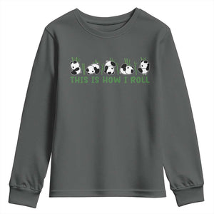 This Is How I Roll Youth Sweatshirt Cute Bear Panda Lover TS14 Dark Heather Print Your Wear