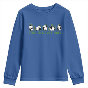 This Is How I Roll Youth Sweatshirt Cute Bear Panda Lover TS14 Royal Blue Print Your Wear