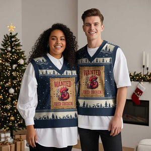 Funny Weed Lover Cannabis 420 V-Neck Knit Sweater Vest Fried Chicken TS14 Navy Beige Print Your Wear