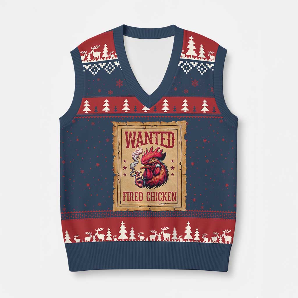 Funny Weed Lover Cannabis 420 V-Neck Knit Sweater Vest Fried Chicken TS14 Navy Red Print Your Wear