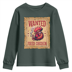 Funny Weed Lover Cannabis 420 Youth Sweatshirt Fried Chicken TS14 Dark Forest Green Print Your Wear