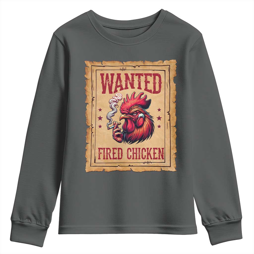 Funny Weed Lover Cannabis 420 Youth Sweatshirt Fried Chicken TS14 Dark Heather Print Your Wear