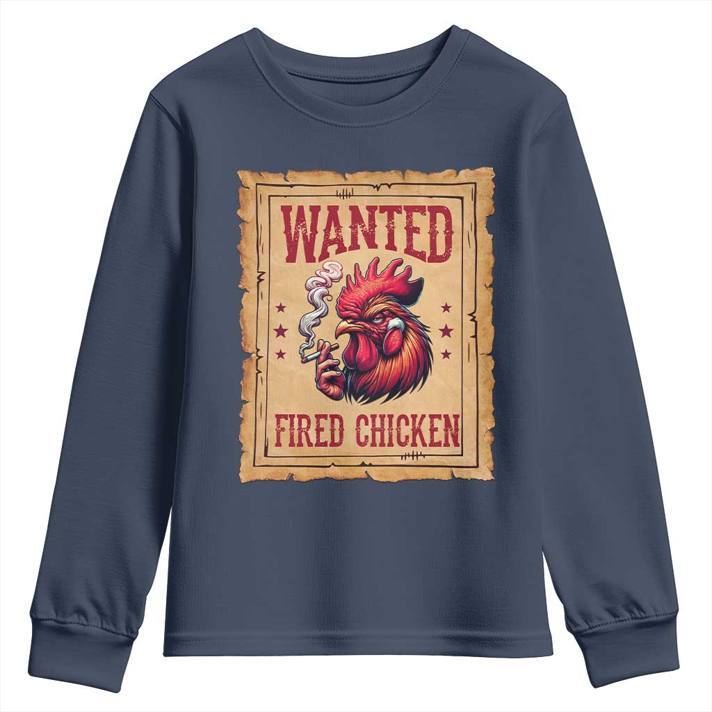 Funny Weed Lover Cannabis 420 Youth Sweatshirt Fried Chicken TS14 Navy Print Your Wear