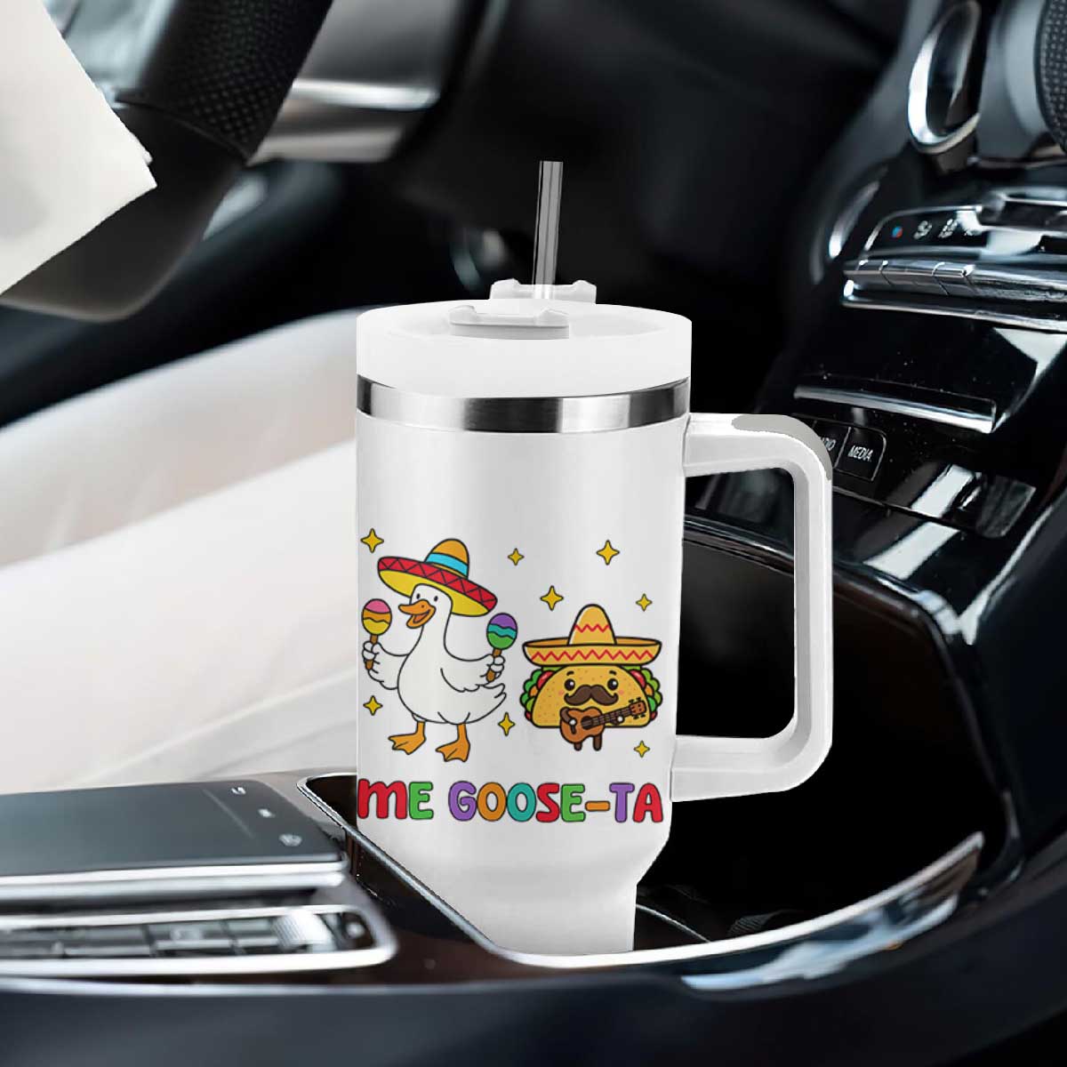 Me Goose Ta Mexican Tumbler With Handle Funny Spanish Taco Mexican Food Meme TS14 Print Your Wear