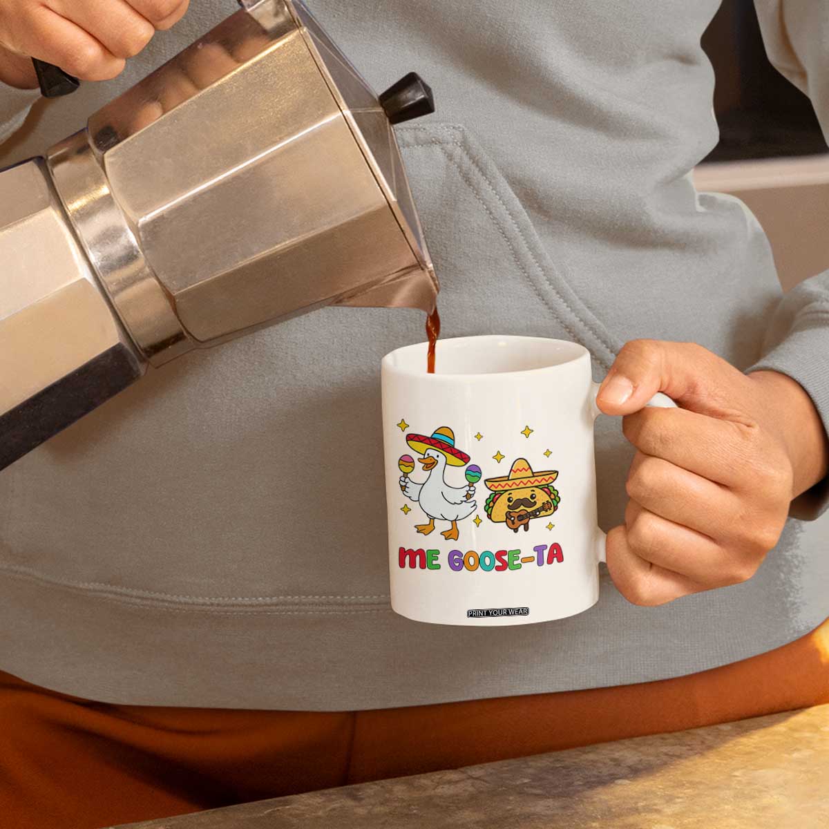 Me Goose Ta Mexican Coffee Mug Funny Spanish Taco Mexican Food Meme TS14 Print Your Wear