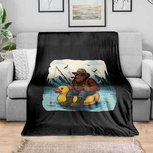 Funny Bigfoot Fishing Throw Blanket Sasquatch Sitting Rubber Duckie Cruise TS14 Print Your Wear