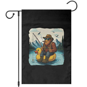 Funny Bigfoot Fishing Garden Flag Sasquatch Sitting Rubber Duckie Cruise TS14 Black Print Your Wear