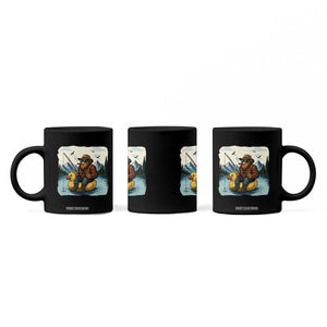 Funny Bigfoot Fishing Coffee Mug Sasquatch Sitting Rubber Duckie Cruise TS14 Print Your Wear