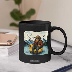 Funny Bigfoot Fishing Coffee Mug Sasquatch Sitting Rubber Duckie Cruise TS14 Print Your Wear