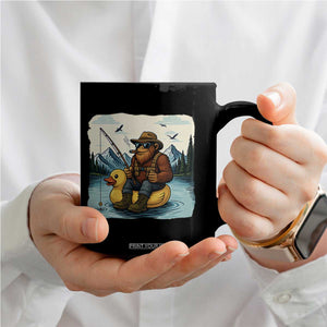 Funny Bigfoot Fishing Coffee Mug Sasquatch Sitting Rubber Duckie Cruise TS14 Print Your Wear