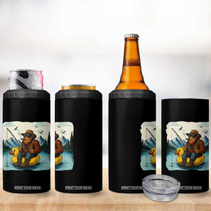 Funny Bigfoot Fishing 4 in 1 Can Cooler Tumbler Sasquatch Sitting Rubber Duckie Cruise TS14 Print Your Wear
