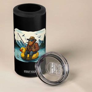 Funny Bigfoot Fishing 4 in 1 Can Cooler Tumbler Sasquatch Sitting Rubber Duckie Cruise TS14 Print Your Wear