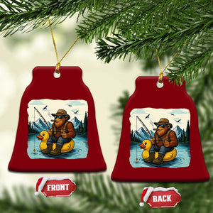 Funny Bigfoot Fishing Ceramic Ornament Sasquatch Sitting Rubber Duckie Cruise TS14 Print Your Wear