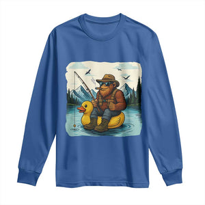 Funny Bigfoot Fishing Long Sleeve Shirt Sasquatch Sitting Rubber Duckie Cruise TS14 Royal Blue Print Your Wear