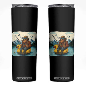 Funny Bigfoot Fishing Skinny Tumbler Sasquatch Sitting Rubber Duckie Cruise TS14 Black Print Your Wear