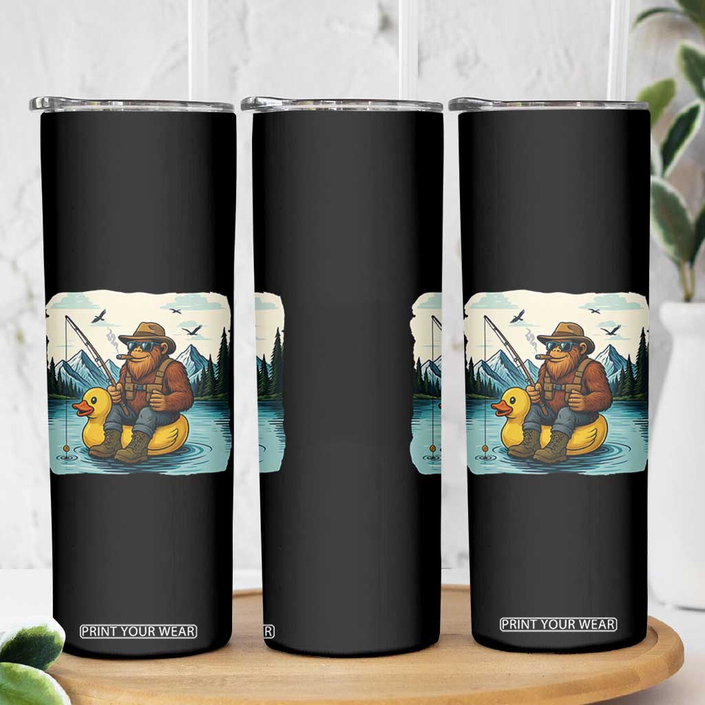 Funny Bigfoot Fishing Skinny Tumbler Sasquatch Sitting Rubber Duckie Cruise TS14 Print Your Wear