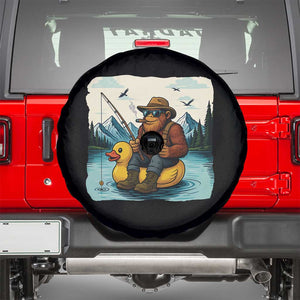 Funny Bigfoot Fishing Spare Tire Cover Sasquatch Sitting Rubber Duckie Cruise TS14 Black Print Your Wear