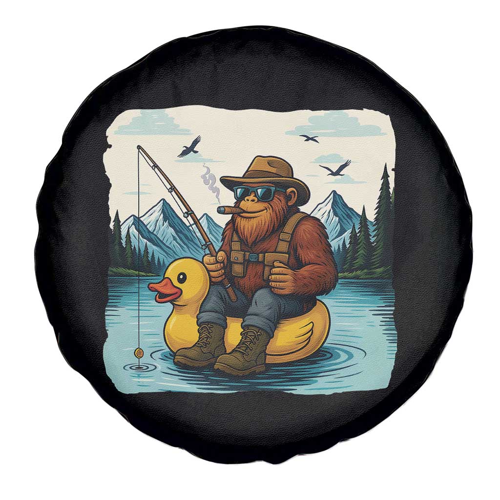 Funny Bigfoot Fishing Spare Tire Cover Sasquatch Sitting Rubber Duckie Cruise TS14 Print Your Wear