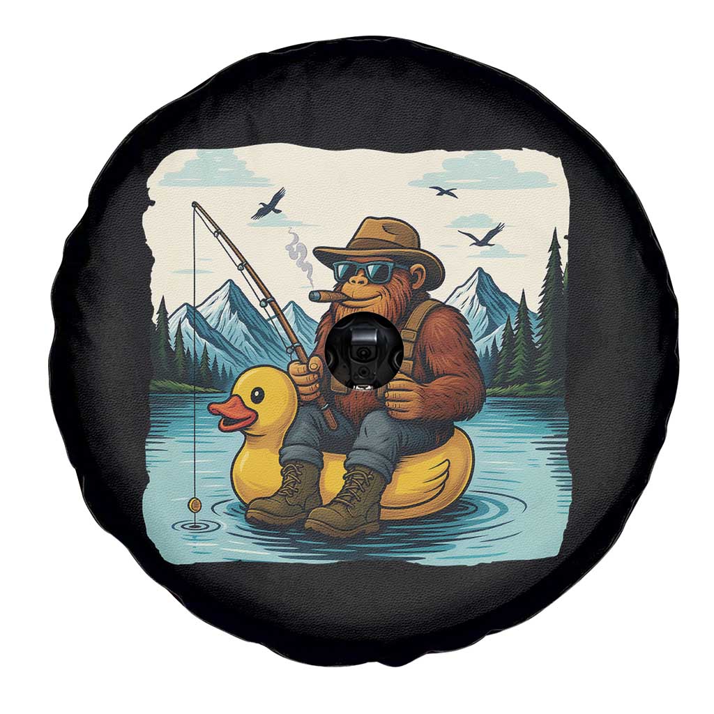 Funny Bigfoot Fishing Spare Tire Cover Sasquatch Sitting Rubber Duckie Cruise TS14 Print Your Wear