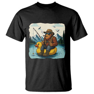 Funny Bigfoot Fishing T Shirt Sasquatch Sitting Rubber Duckie Cruise TS14 Black Print Your Wear