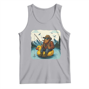 Funny Bigfoot Fishing Tank Top Sasquatch Sitting Rubber Duckie Cruise TS14 Athletic Heather Print Your Wear