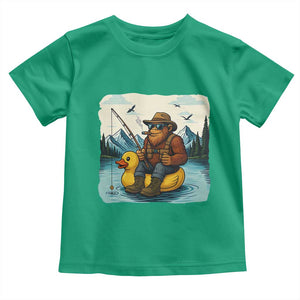 Funny Bigfoot Fishing Toddler T Shirt Sasquatch Sitting Rubber Duckie Cruise TS14 Irish Green Print Your Wear