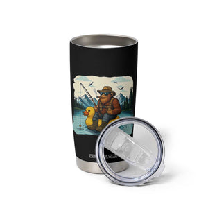 Funny Bigfoot Fishing Tumbler Cup Sasquatch Sitting Rubber Duckie Cruise TS14 Print Your Wear