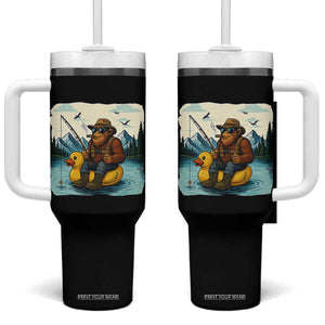 Funny Bigfoot Fishing Tumbler With Handle Sasquatch Sitting Rubber Duckie Cruise TS14 One Size: 40 oz Black Print Your Wear