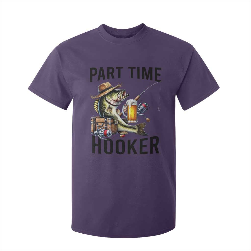 Part Time Hooker T Shirt For Kid Funny Bass Fishing Beer Joke TS14 Purple Print Your Wear