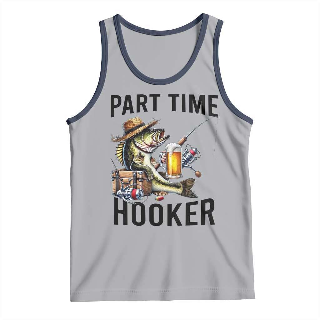 Part Time Hooker Tank Top Funny Bass Fishing Beer Joke TS14 Athletic Heather Navy Print Your Wear