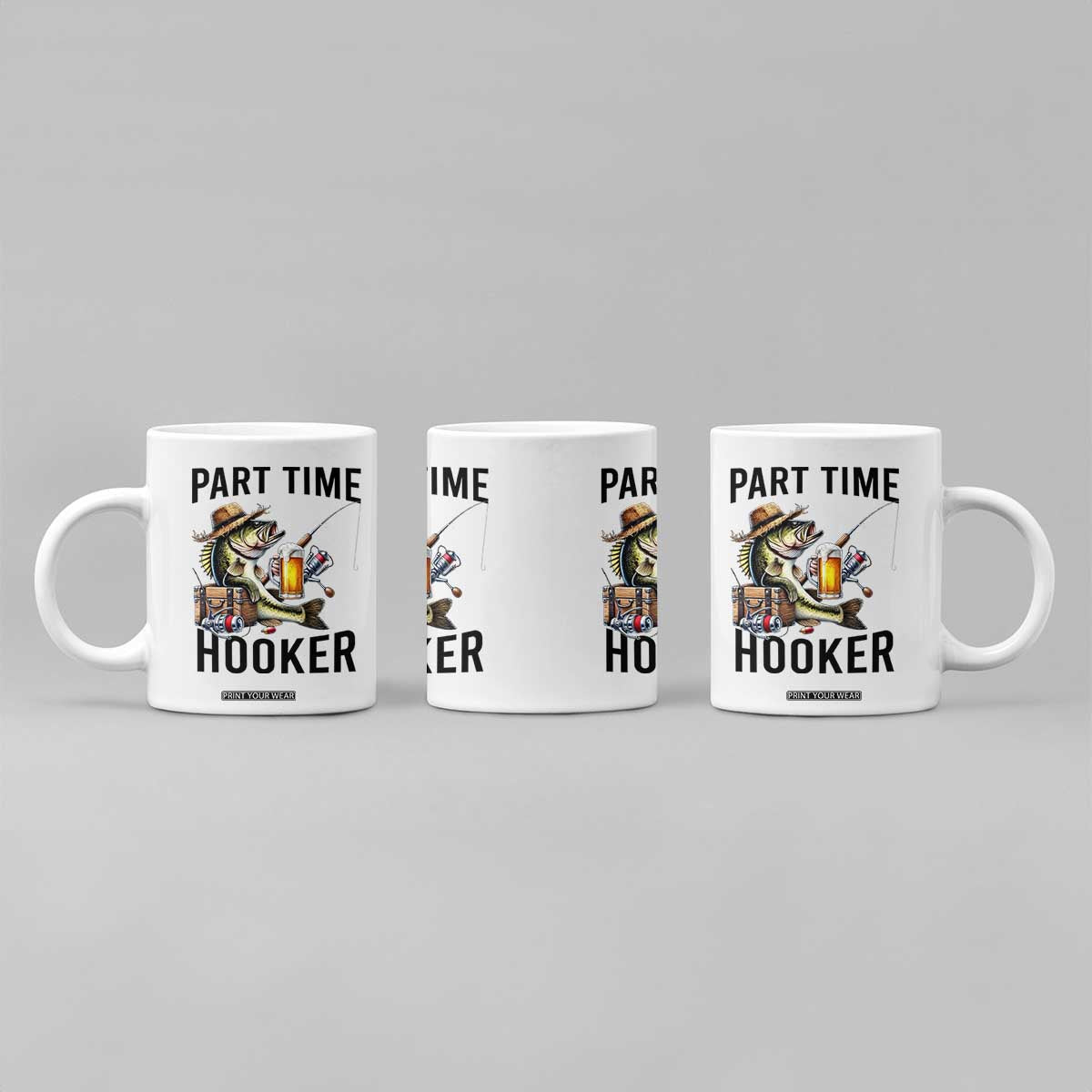 Part Time Hooker Coffee Mug Funny Bass Fishing Beer Joke TS14 Print Your Wear