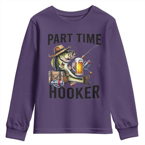 Part Time Hooker Youth Sweatshirt Funny Bass Fishing Beer Joke TS14 Purple Print Your Wear