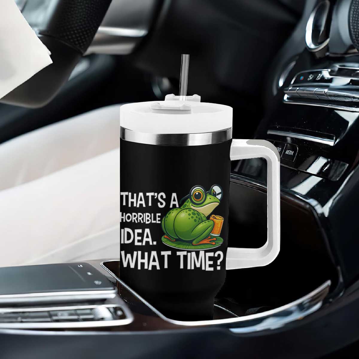 Thats A Horrible Idea What Time Tumbler With Handle Funny Frog Joke Meme TS14 Print Your Wear