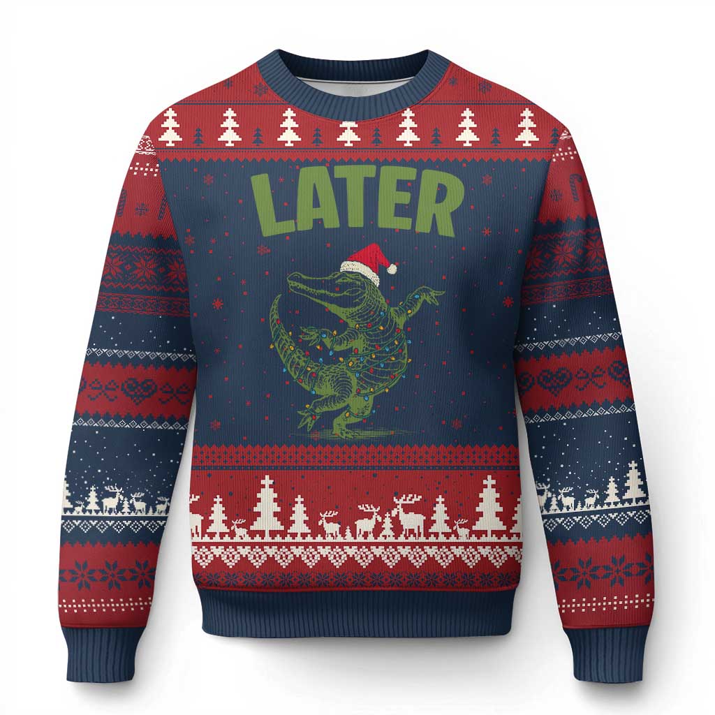 Funny Gator Sarcastic Xmas Ugly Christmas Sweater Later Alligator TS14 Navy Red Print Your Wear