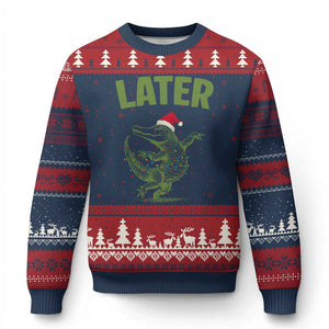 Funny Gator Sarcastic Xmas Ugly Christmas Sweater Later Alligator TS14 Navy Red Print Your Wear
