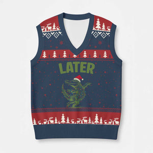 Funny Gator Sarcastic Xmas V-Neck Knit Sweater Vest Later Alligator TS14 Navy Red Print Your Wear