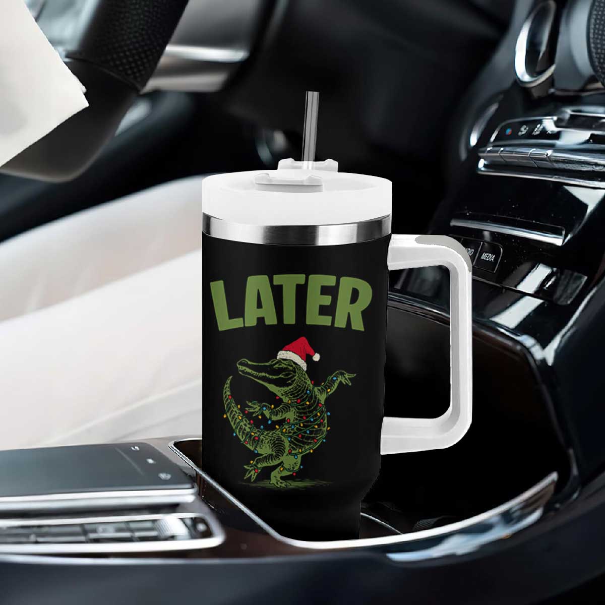 Funny Gator Sarcastic Christmas Tumbler With Handle Later Alligator TS14 Print Your Wear