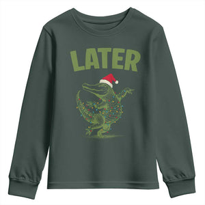Funny Gator Sarcastic Christmas Youth Sweatshirt Later Alligator TS14 Dark Forest Green Print Your Wear