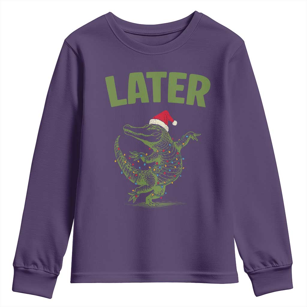Funny Gator Sarcastic Christmas Youth Sweatshirt Later Alligator TS14 Purple Print Your Wear