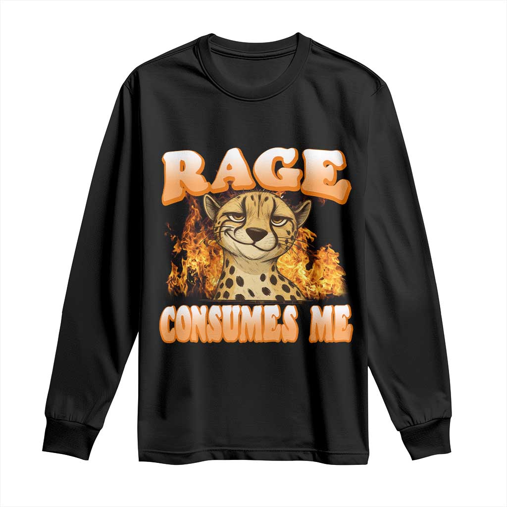 Cool Cheetah Long Sleeve Shirt Funny Range Consumes Me Sarcastic Wild Animal TS14 Black Print Your Wear
