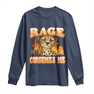 Cool Cheetah Long Sleeve Shirt Funny Range Consumes Me Sarcastic Wild Animal TS14 Navy Print Your Wear