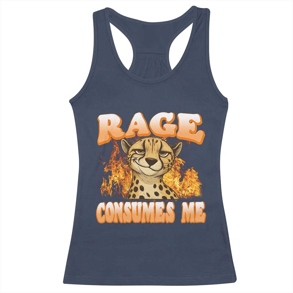Cool Cheetah Racerback Tank Top Funny Range Consumes Me Sarcastic Wild Animal TS14 Navy Print Your Wear